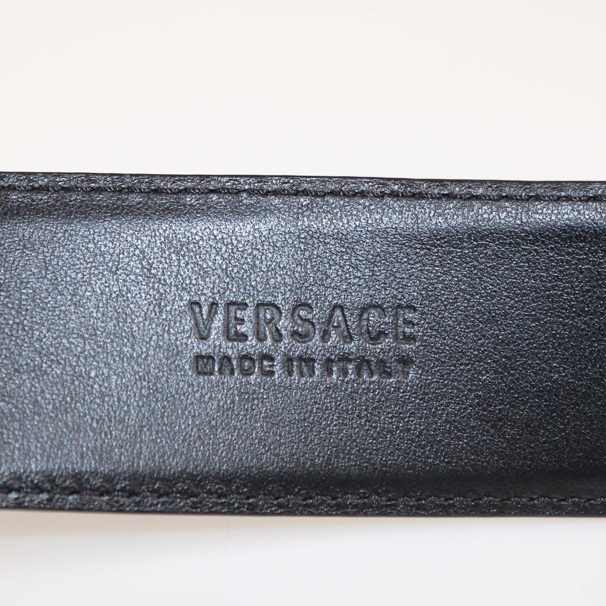 Versace Black Leather Medusa Buckle Belt