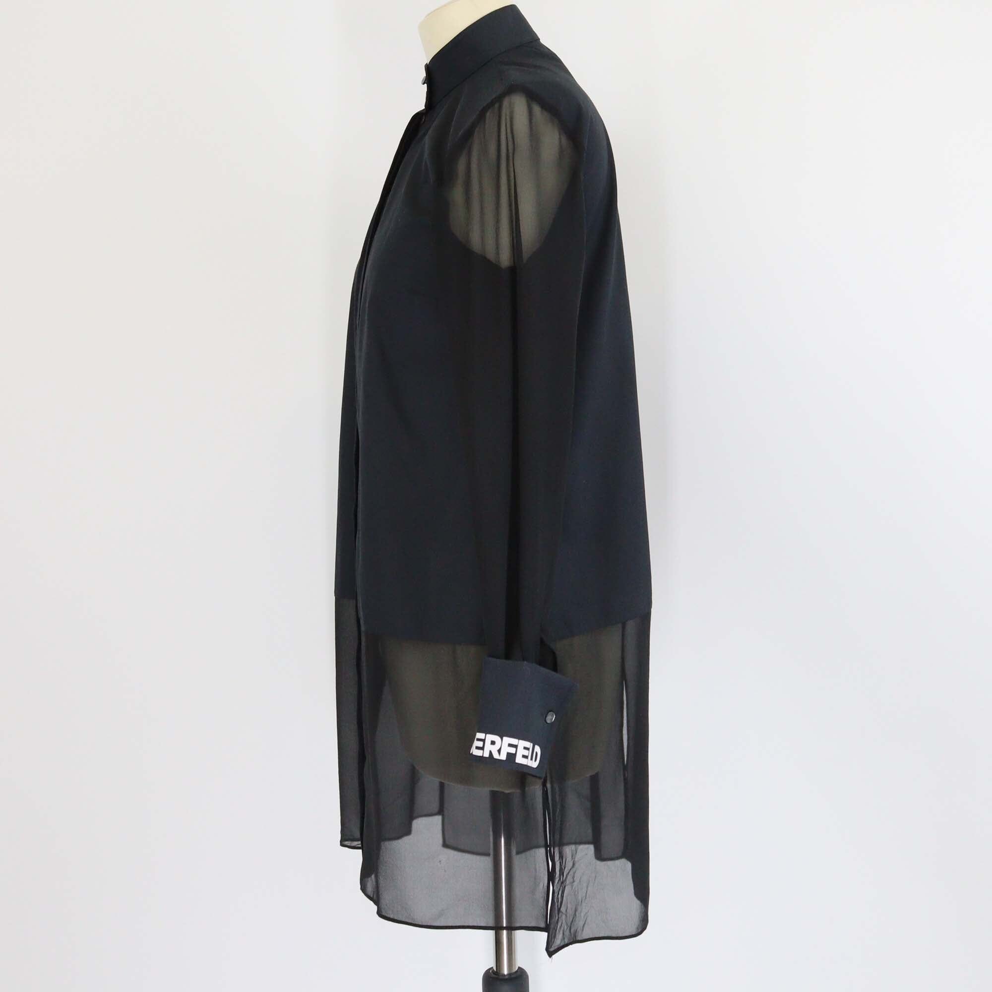 Karl Lagerfeld Black Logo Sleeve Cover Up Shirt Womens Karl Lagerfeld 