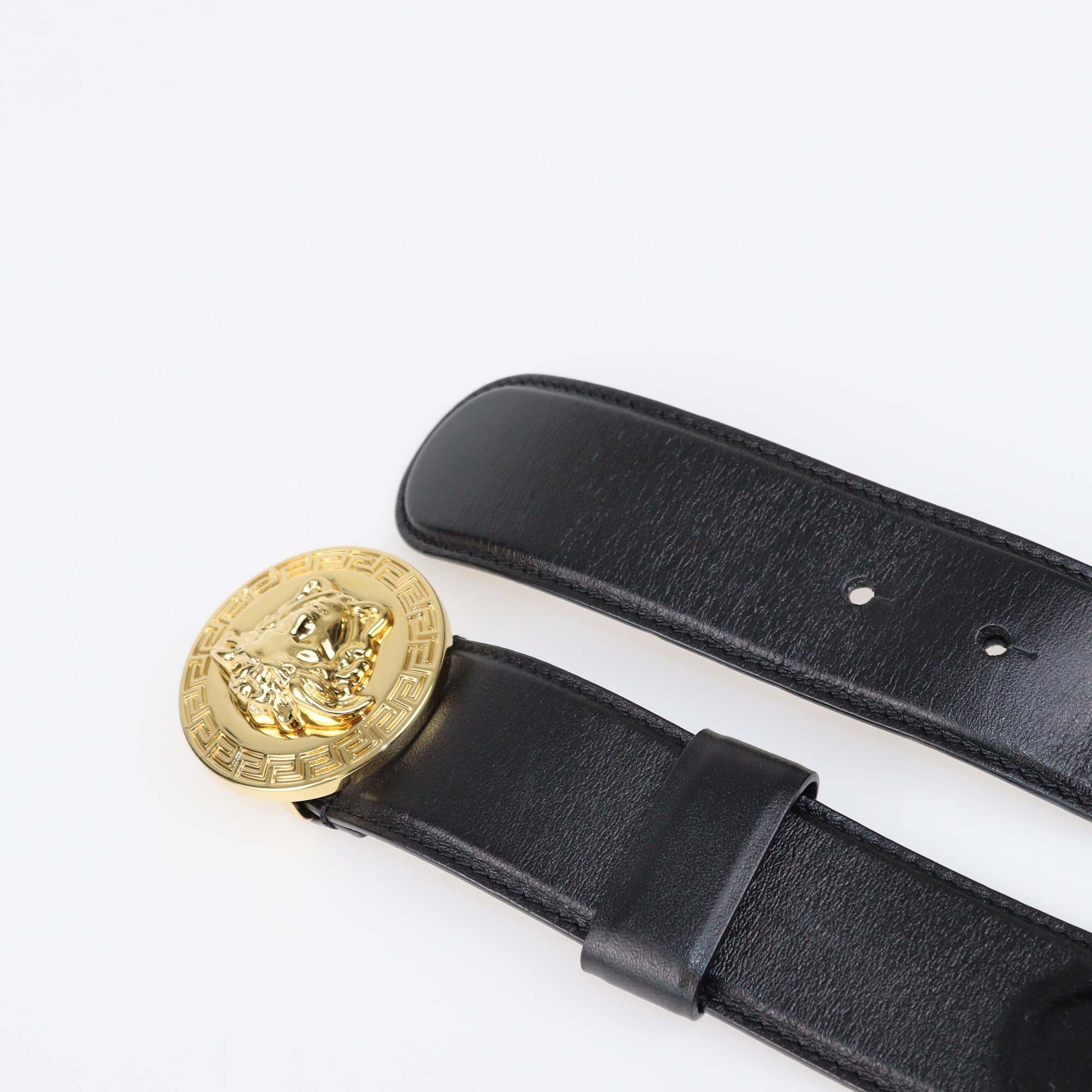 Versace Black Leather Medusa Buckle Belt