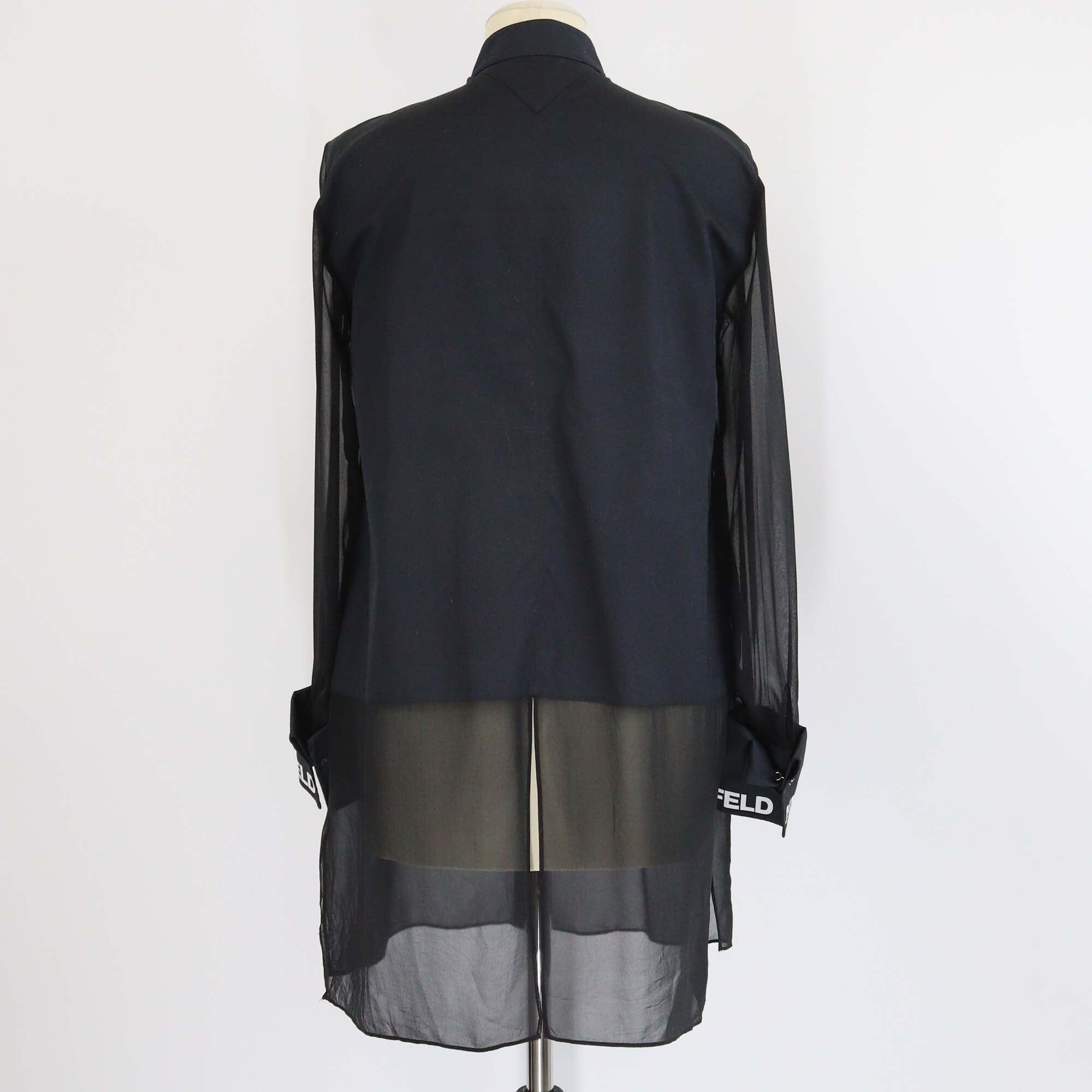Karl Lagerfeld Black Logo Sleeve Cover Up Shirt Womens Karl Lagerfeld 