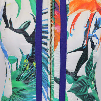 Roberto Cavalli Multicolor Tropical Floral Print Puffer Jacket