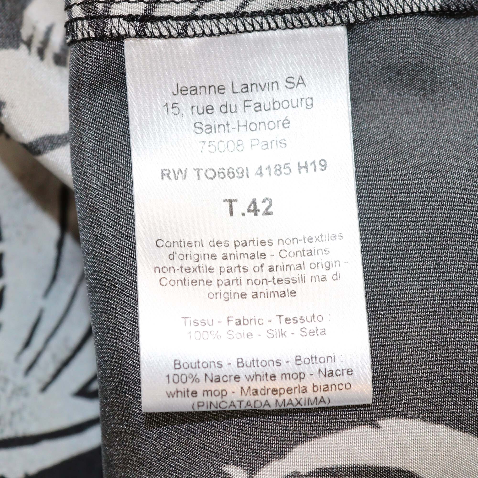 Lanvin Black/White Printed Long Sleeve Blouse Womens Lanvin 
