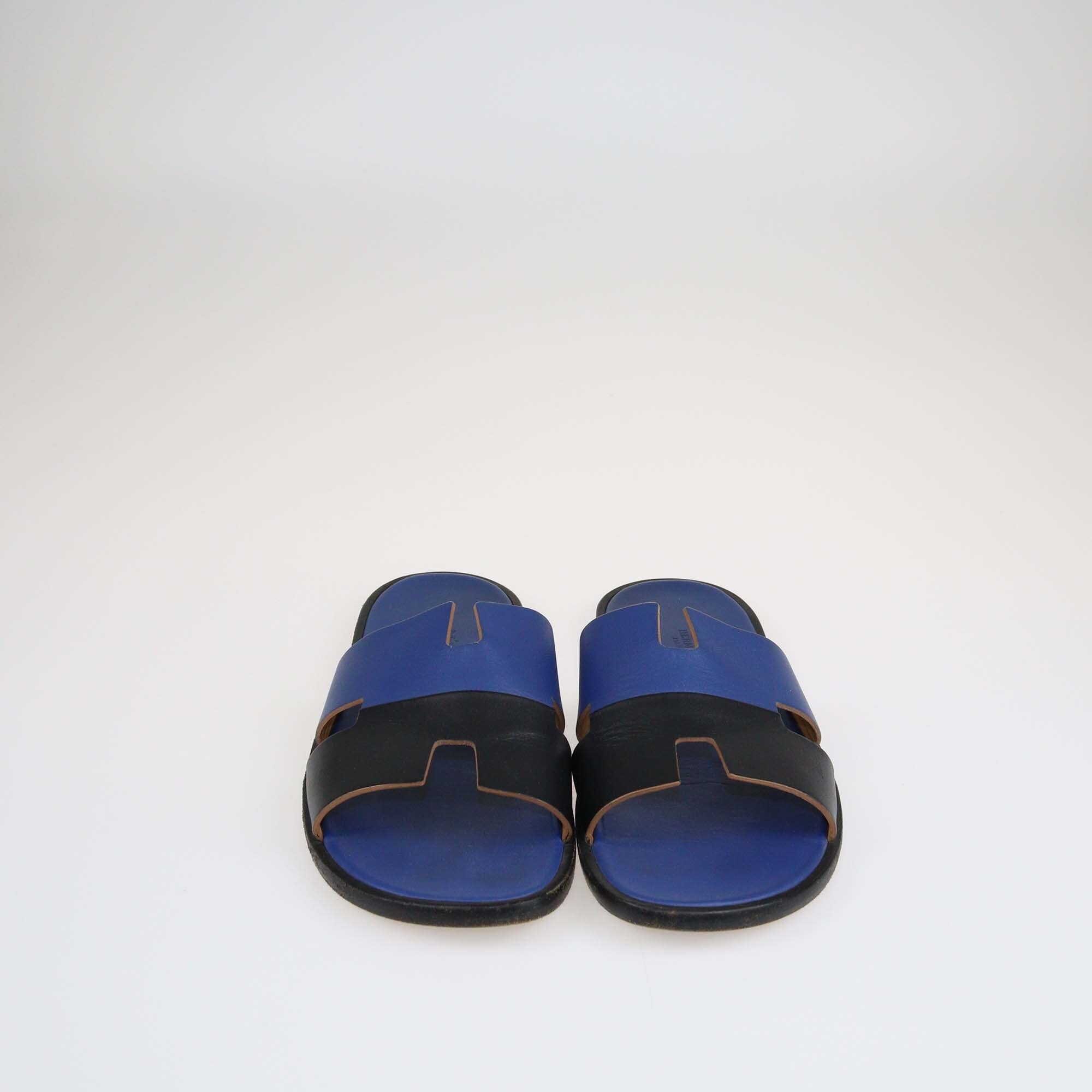 Hermes Blue/Black Izmir Sandals Shoes Hermes 