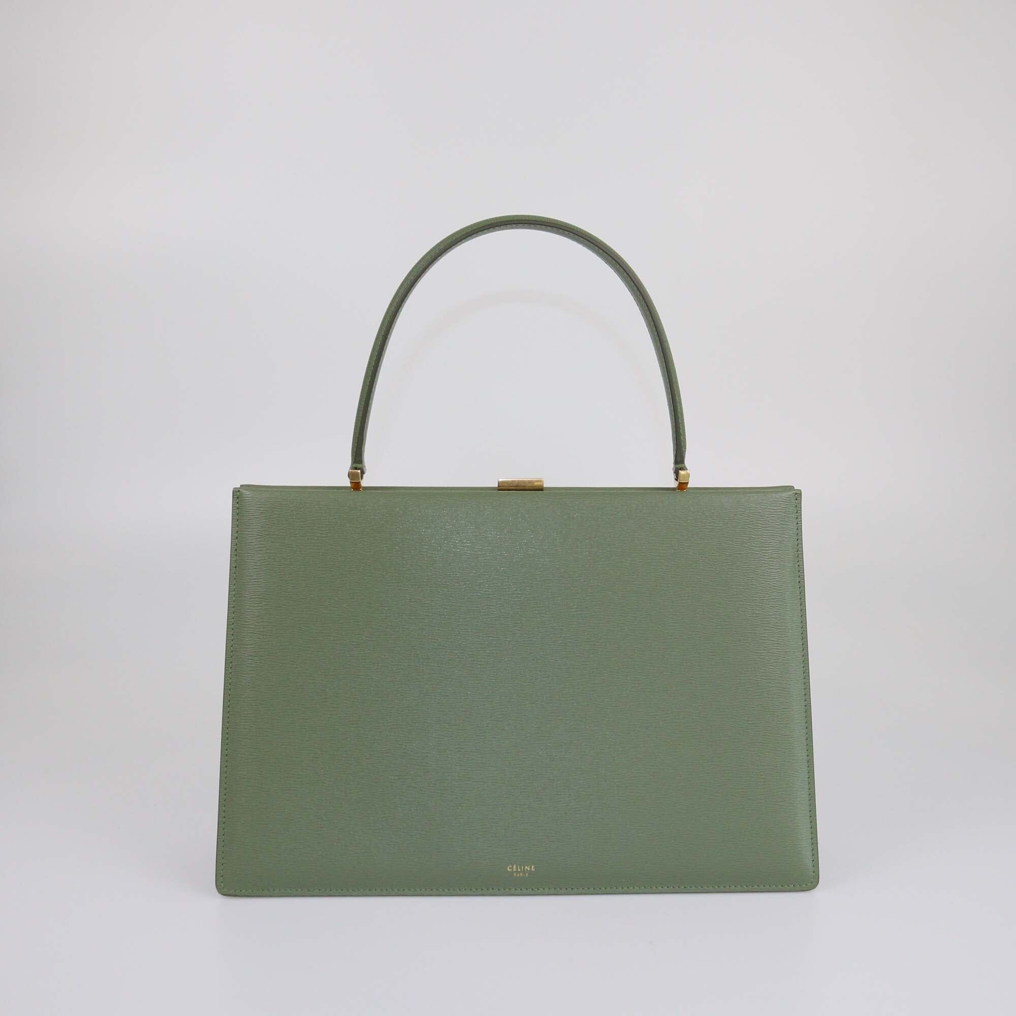 Celine Green Medium Clasp Top Handle Bag Womens Celine 