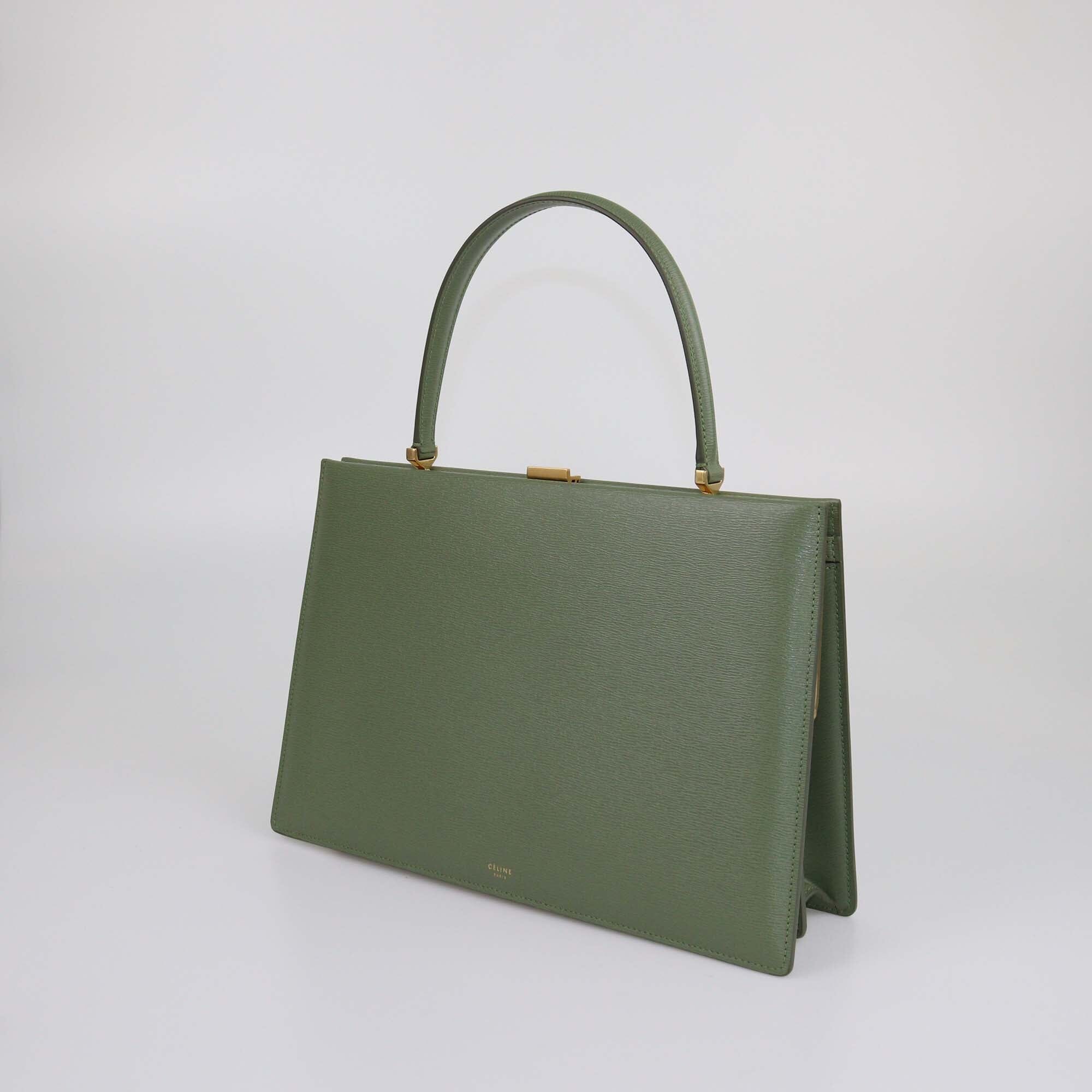 Celine Green Medium Clasp Top Handle Bag Womens Celine 