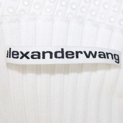 Alexander Wang White Clear Crystals Ribbed Mini Dress