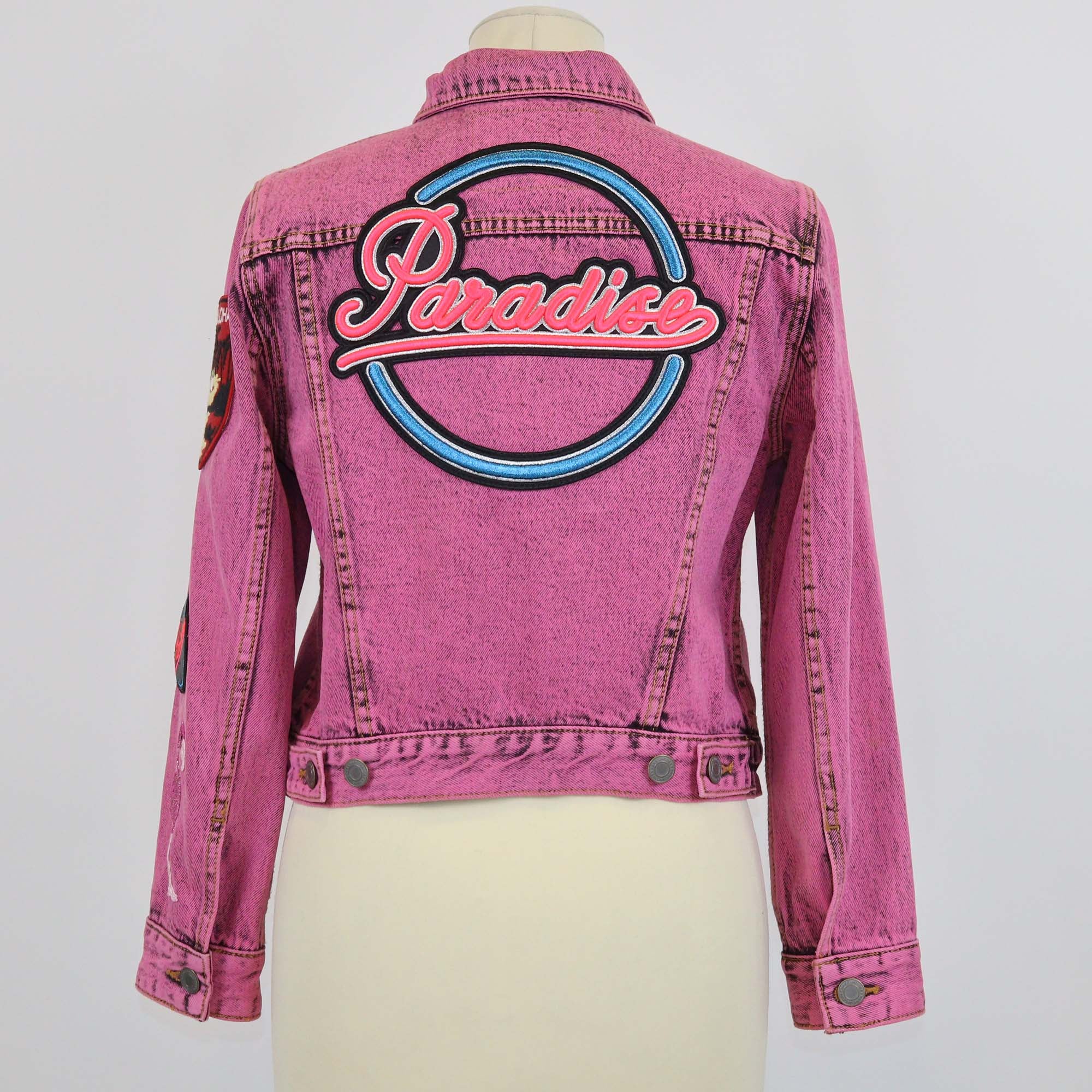 Marc Jacobs Pink Denim Patch Multi Pins Jacket