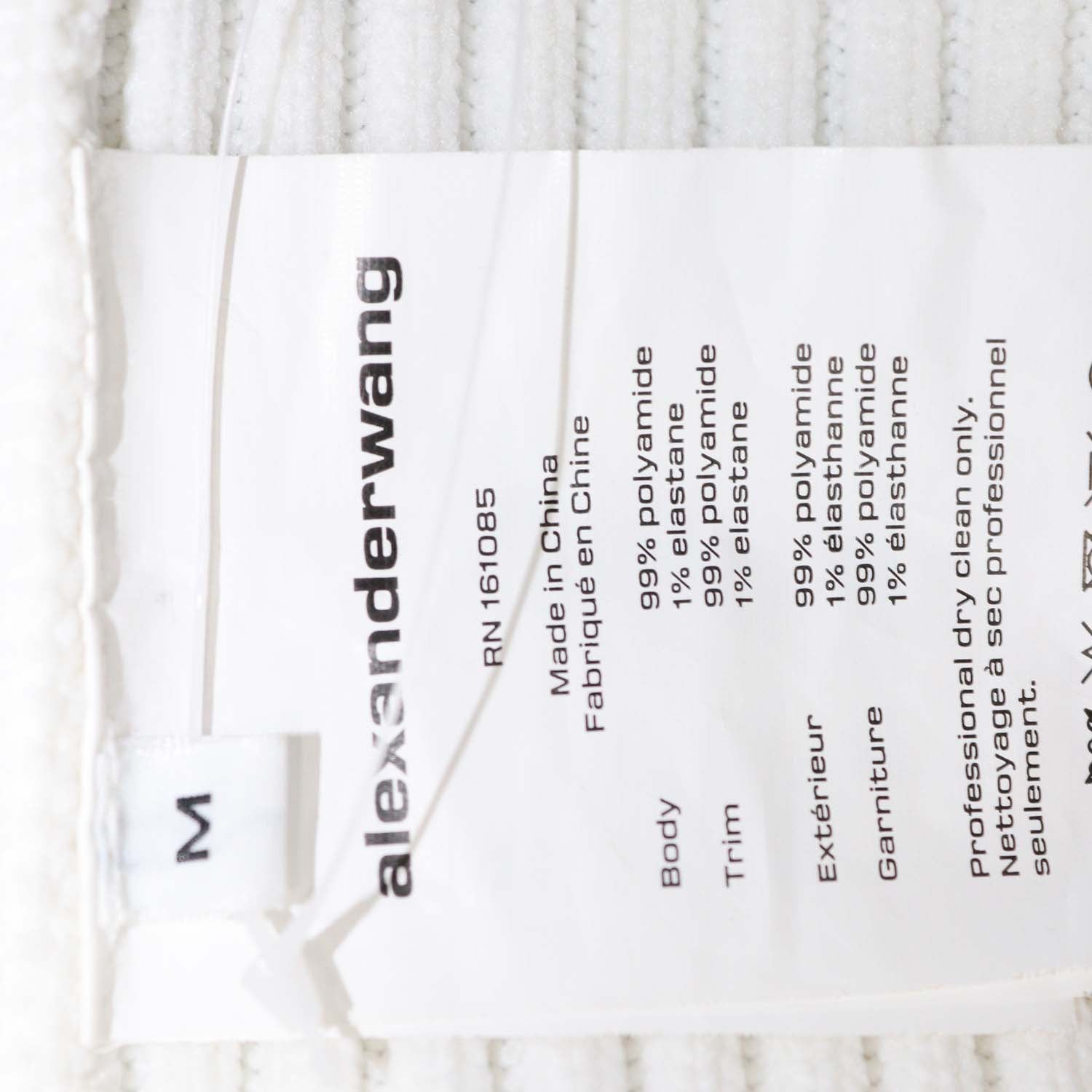 Alexander Wang White Clear Crystals Ribbed Mini Dress