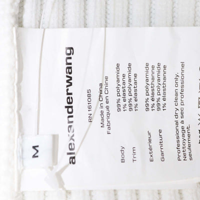 Alexander Wang White Clear Crystals Ribbed Mini Dress