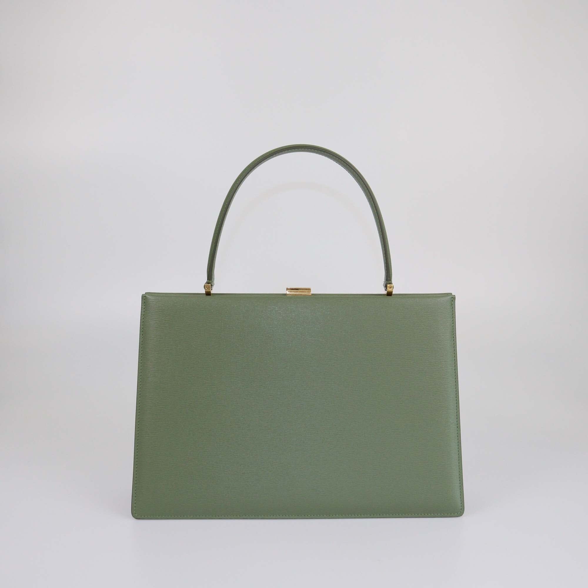 Celine Green Medium Clasp Top Handle Bag Womens Celine 