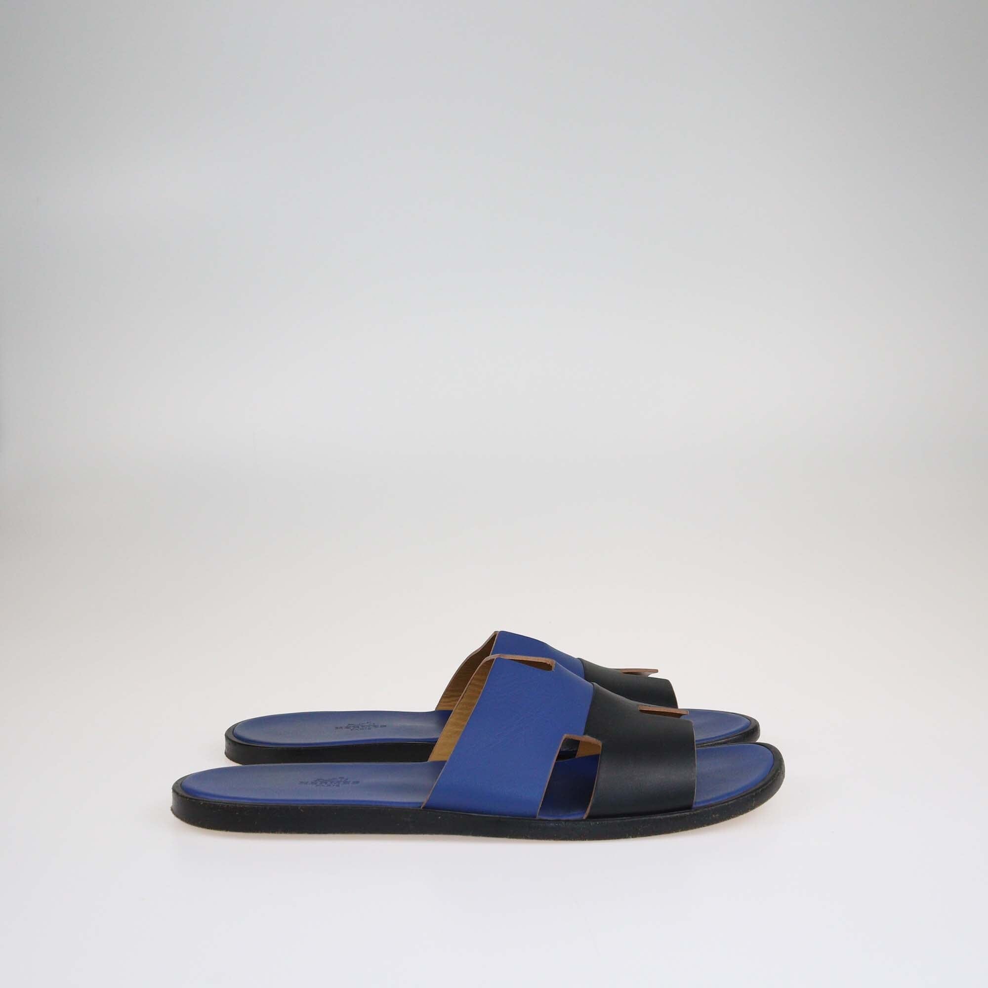 Hermes Blue/Black Izmir Sandals Shoes Hermes 