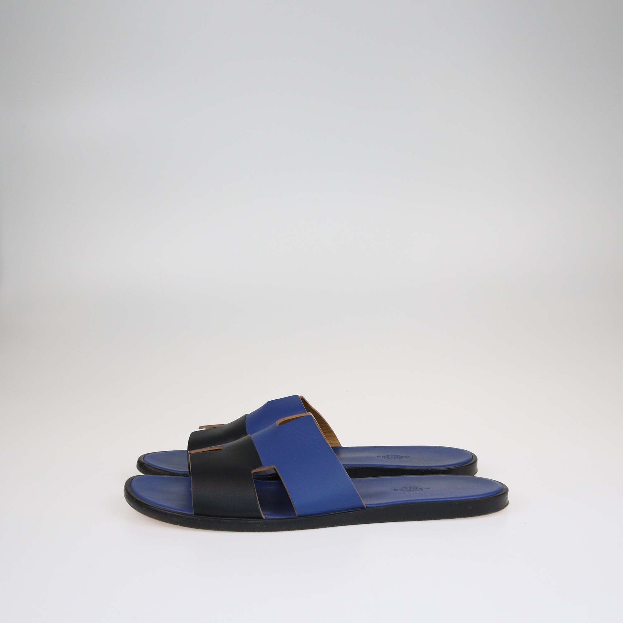 Hermes Blue/Black Izmir Sandals Shoes Hermes 