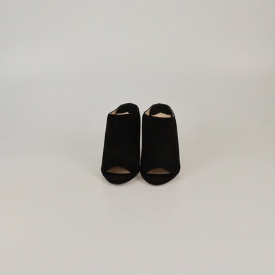 Prada Black Wedge Peep Toe Mules Womens Prada 