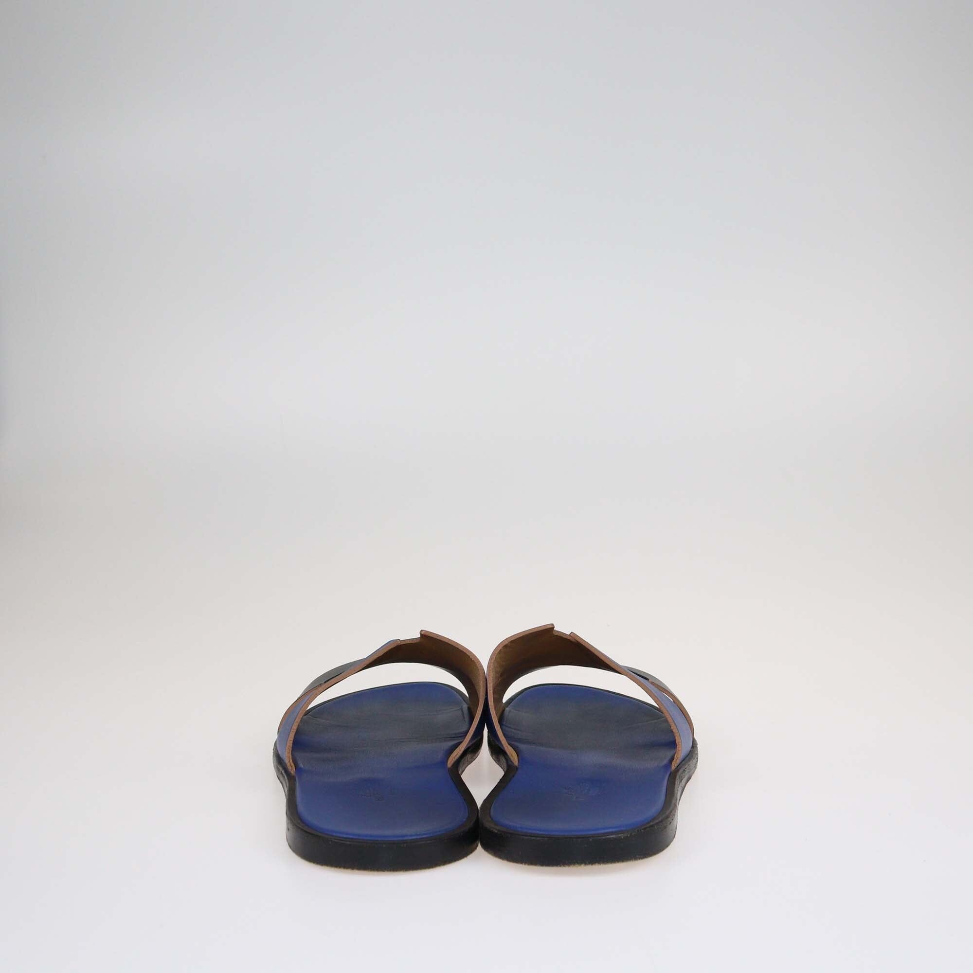 Hermes Blue/Black Izmir Sandals Shoes Hermes 