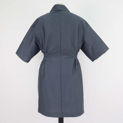 Sandro Bleu Gris Blend Polyester Cut Out Detail Mini Shirt Dress