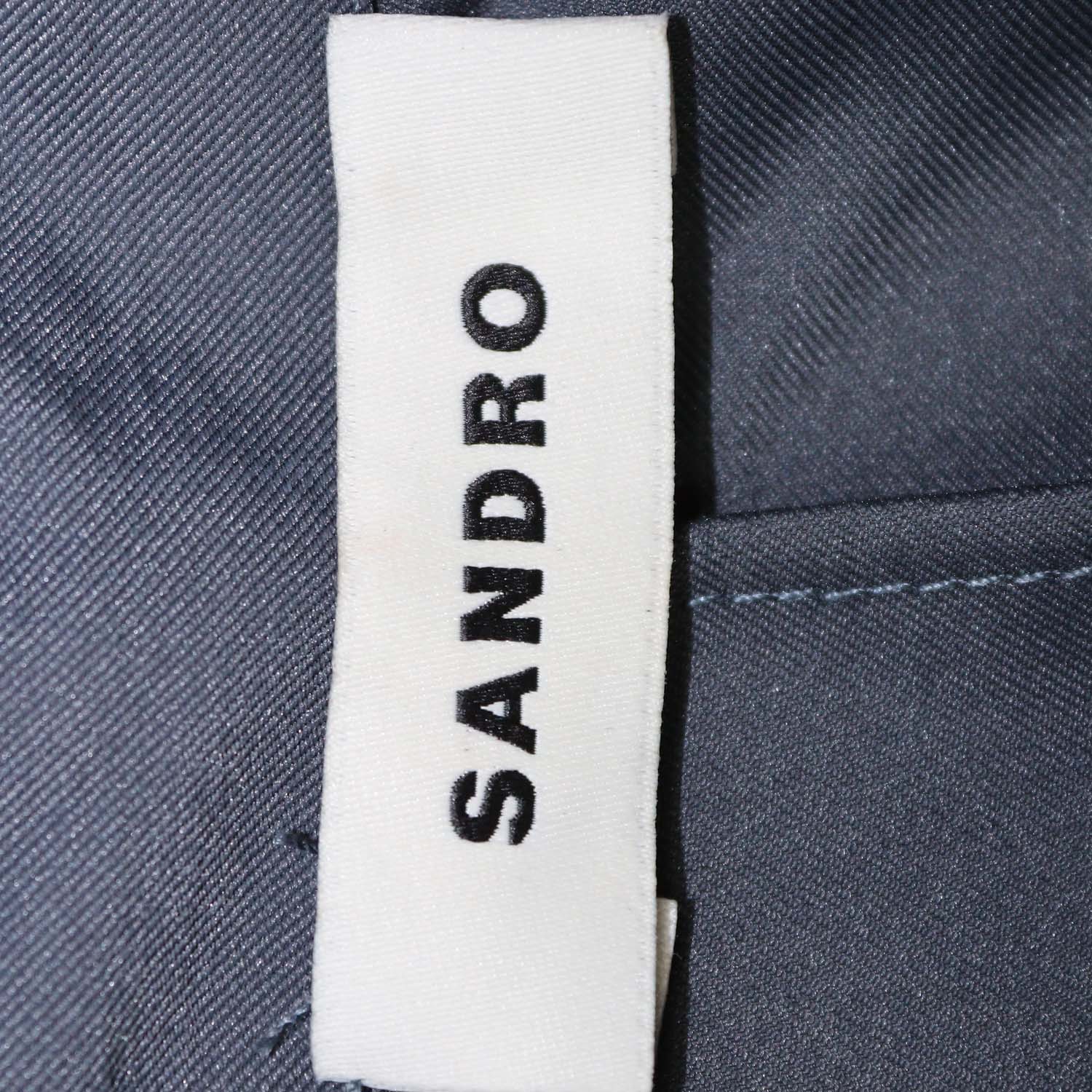 Sandro Bleu Gris Blend Polyester Cut Out Detail Mini Shirt Dress