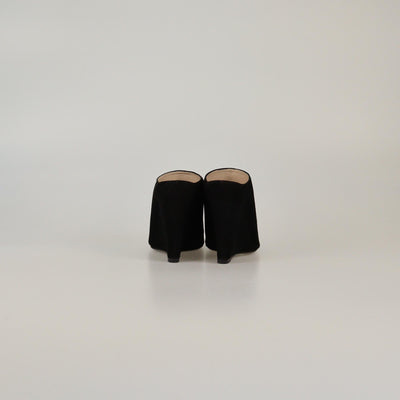 Prada Black Wedge Peep Toe Mules Womens Prada 
