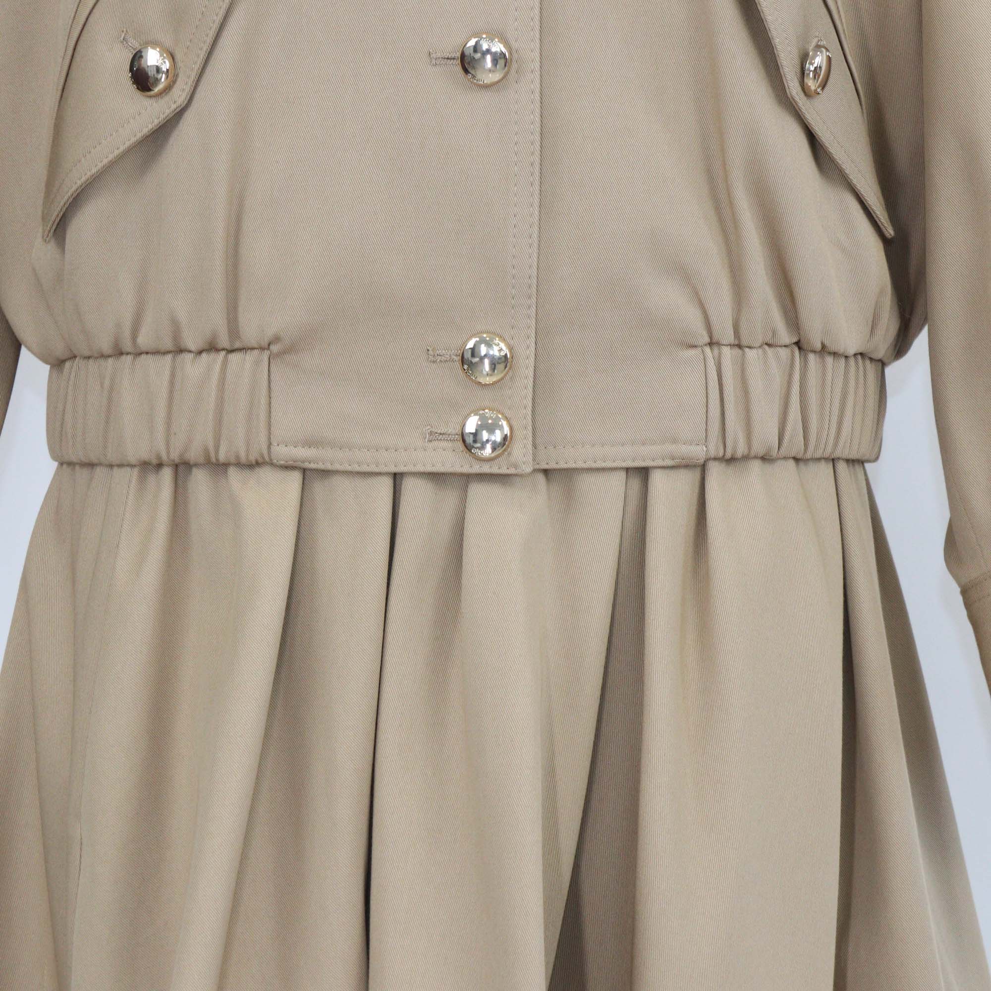Maje Beige Mastic Cotton Bomber Jacket & Midi Skirt Set