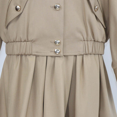 Maje Beige Mastic Cotton Bomber Jacket & Midi Skirt Set