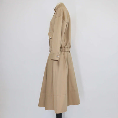 Maje Beige Mastic Cotton Bomber Jacket & Midi Skirt Set