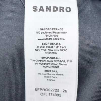 Sandro Bleu Gris Blend Polyester Cut Out Detail Mini Shirt Dress