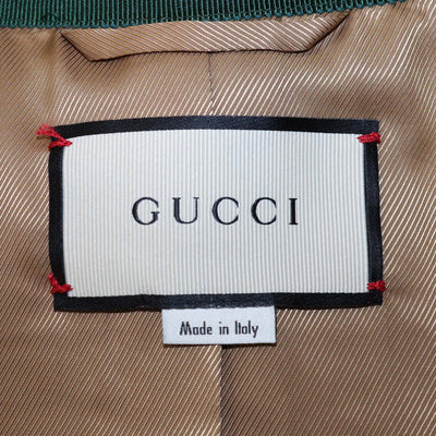Gucci Brown Wool & Cotton Web Double G Button Knee Length Coat