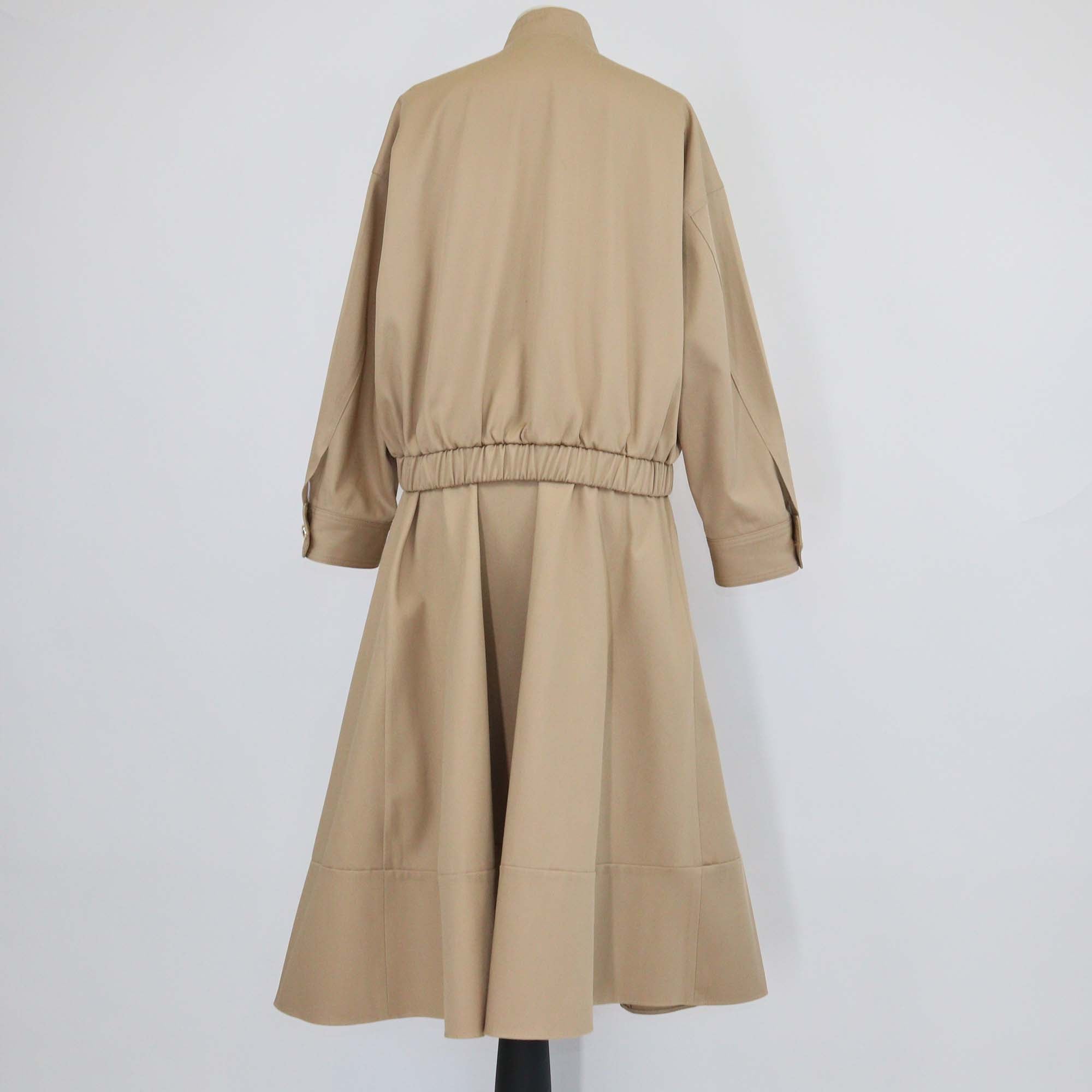 Maje Beige Mastic Cotton Bomber Jacket & Midi Skirt Set
