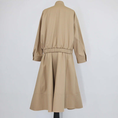 Maje Beige Mastic Cotton Bomber Jacket & Midi Skirt Set