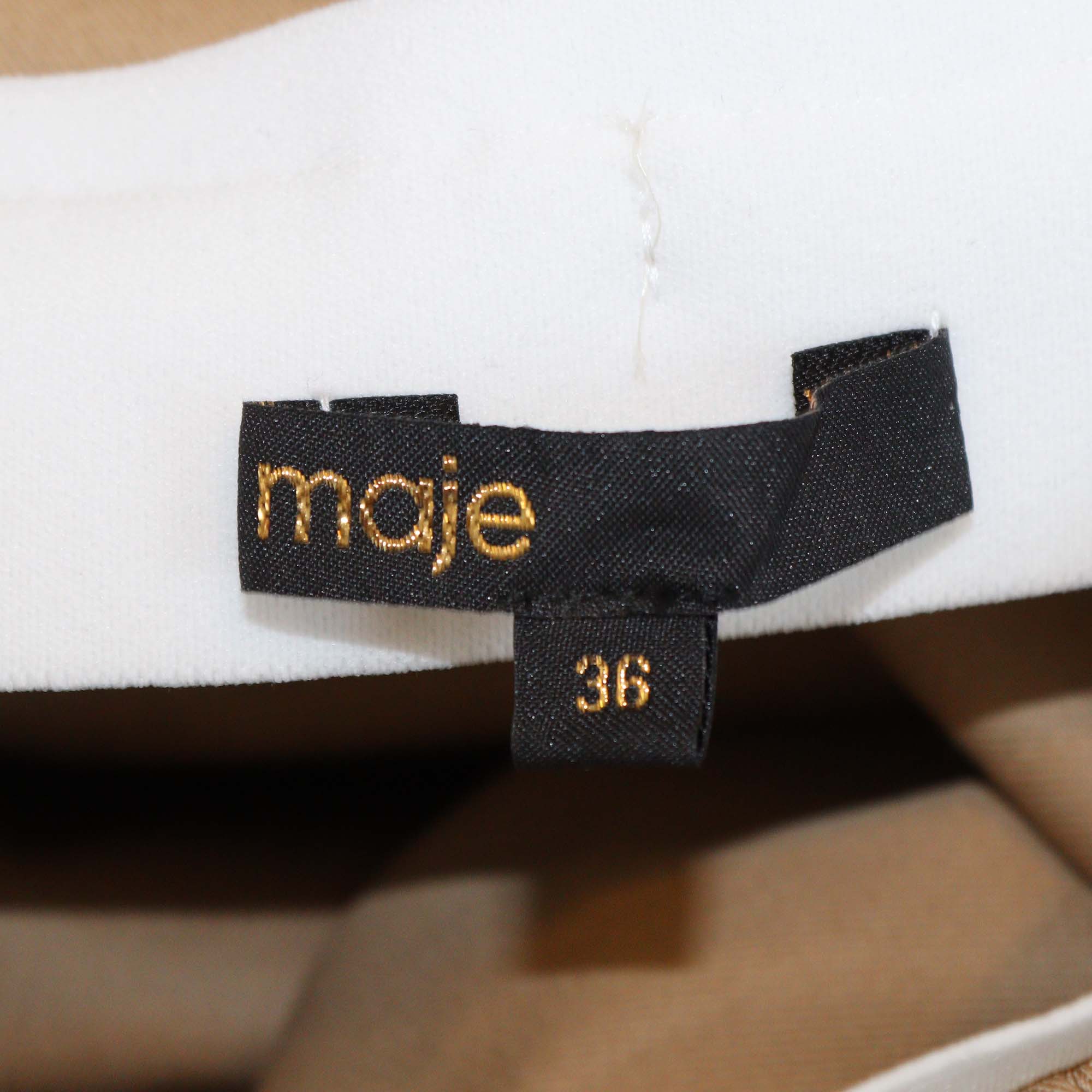 Maje Beige Mastic Cotton Bomber Jacket & Midi Skirt Set