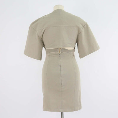 Jacquemus Light Khaki Cotton La Robe Bahia Cut-Out Shirt Dress