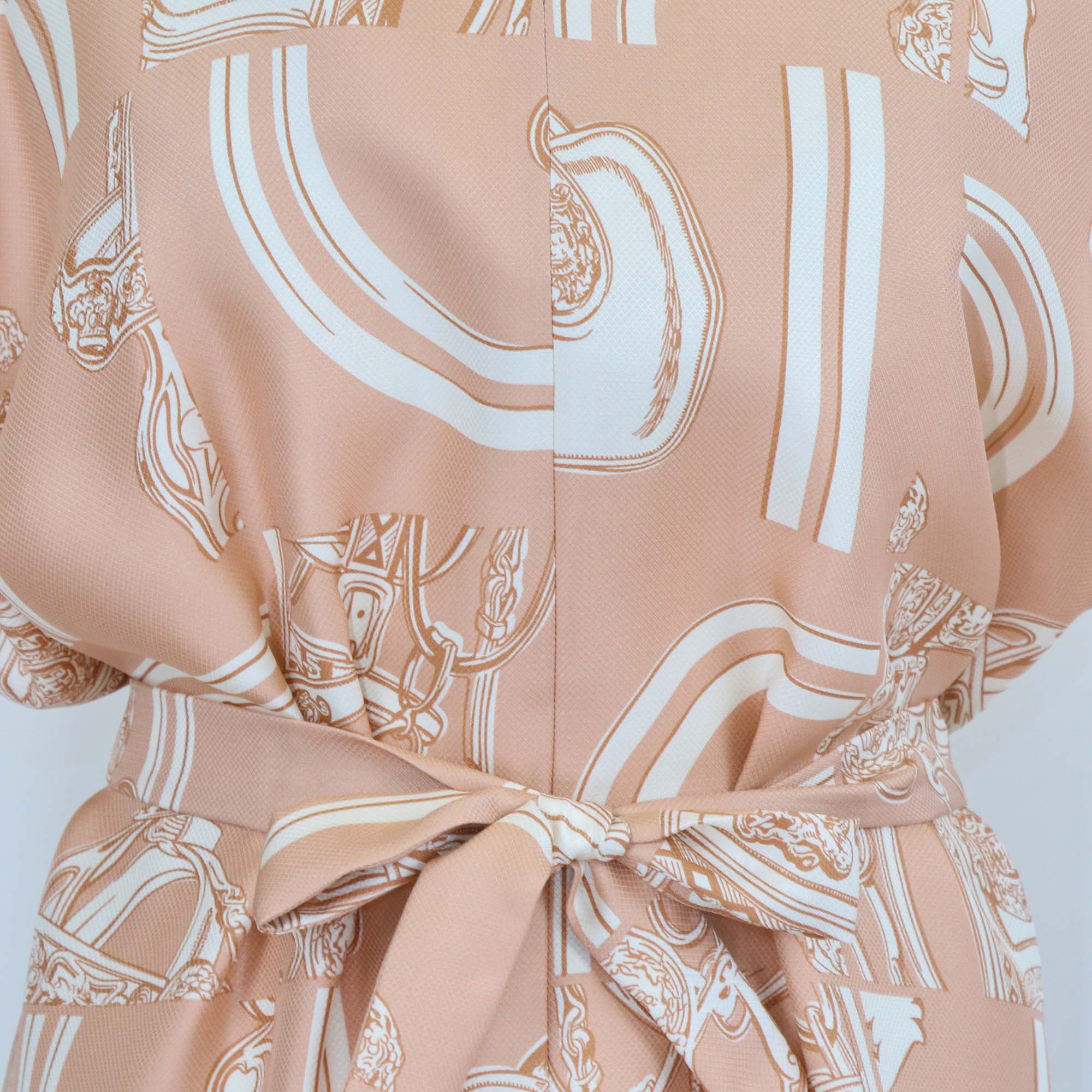 Hermes Beige Silk En Desordre Finesse Print Belted Caftan