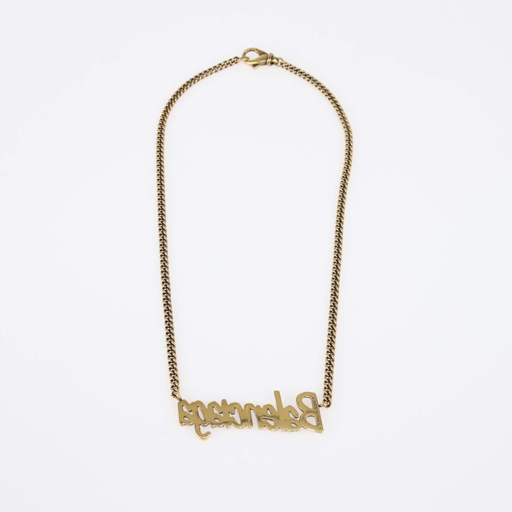 Bealenciaga Gold Tone Metal Typo Necklace