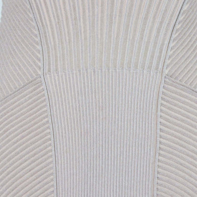 Alexander McQueen Pink Blend Wool Ribbed Knit Off-Shoulder Maxi Dress