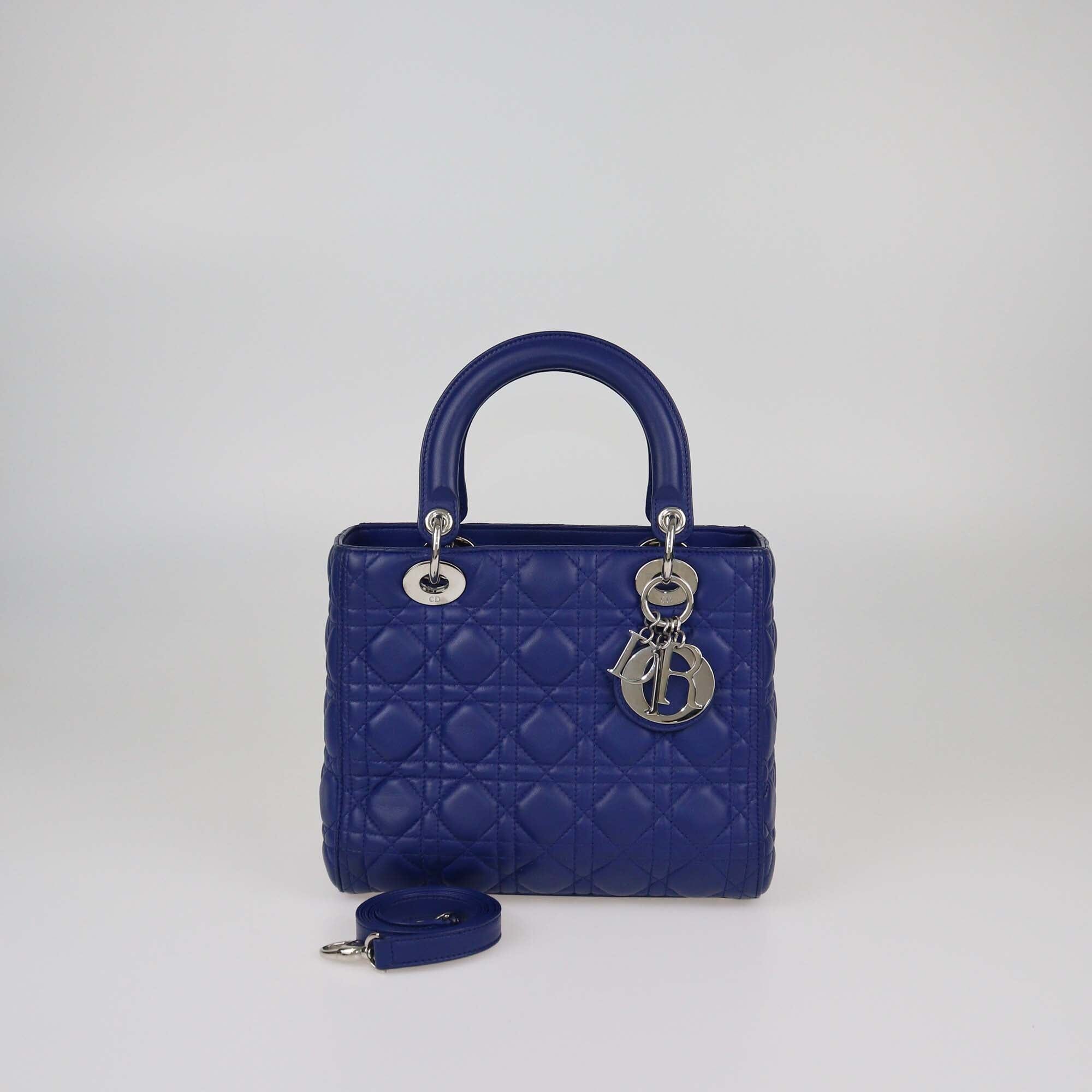 Christian Dior Blue Cannage Medium Lady Dior Tote Womens Christian Dior 
