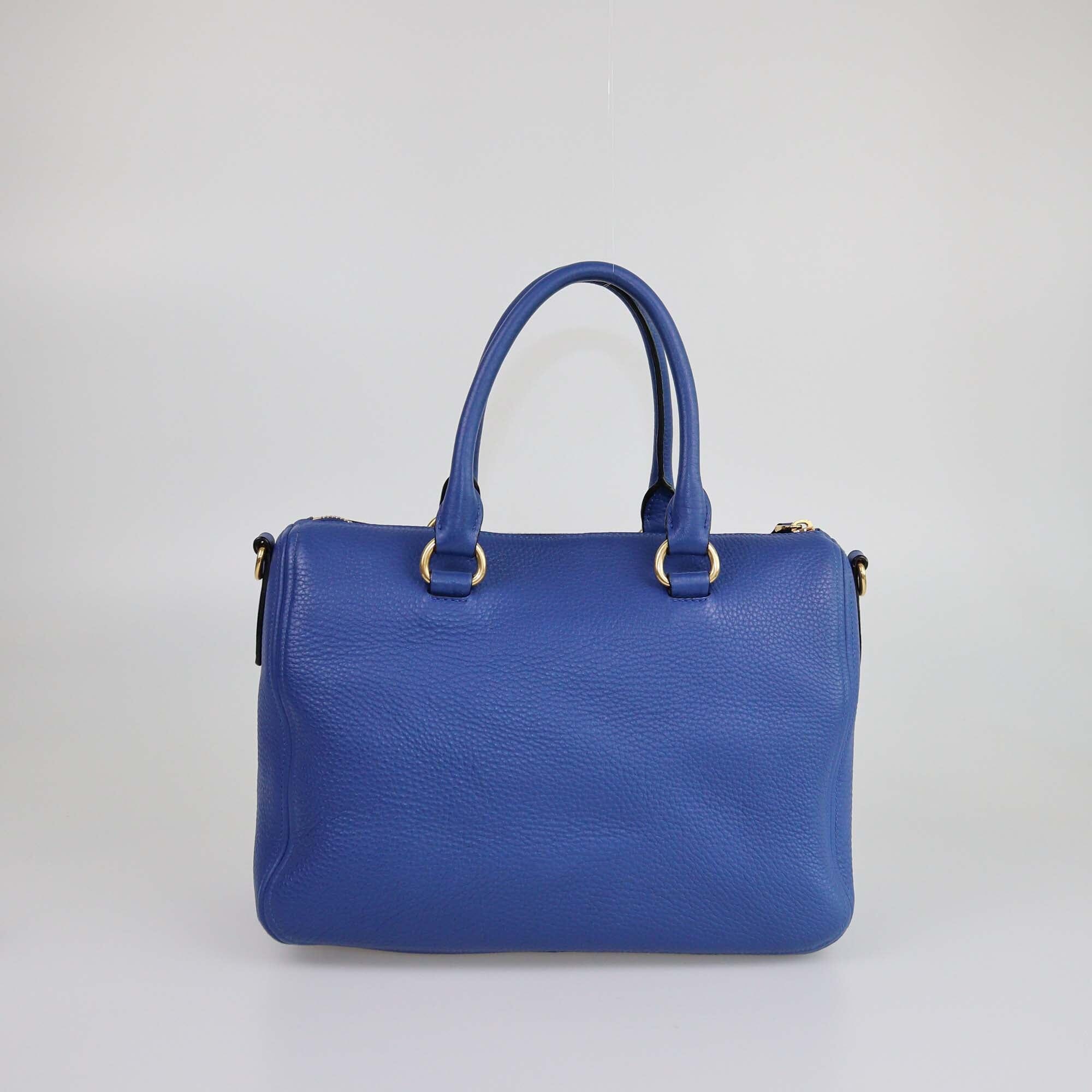 Prada Blue Vitello Daino Boston Bag Womens Prada 