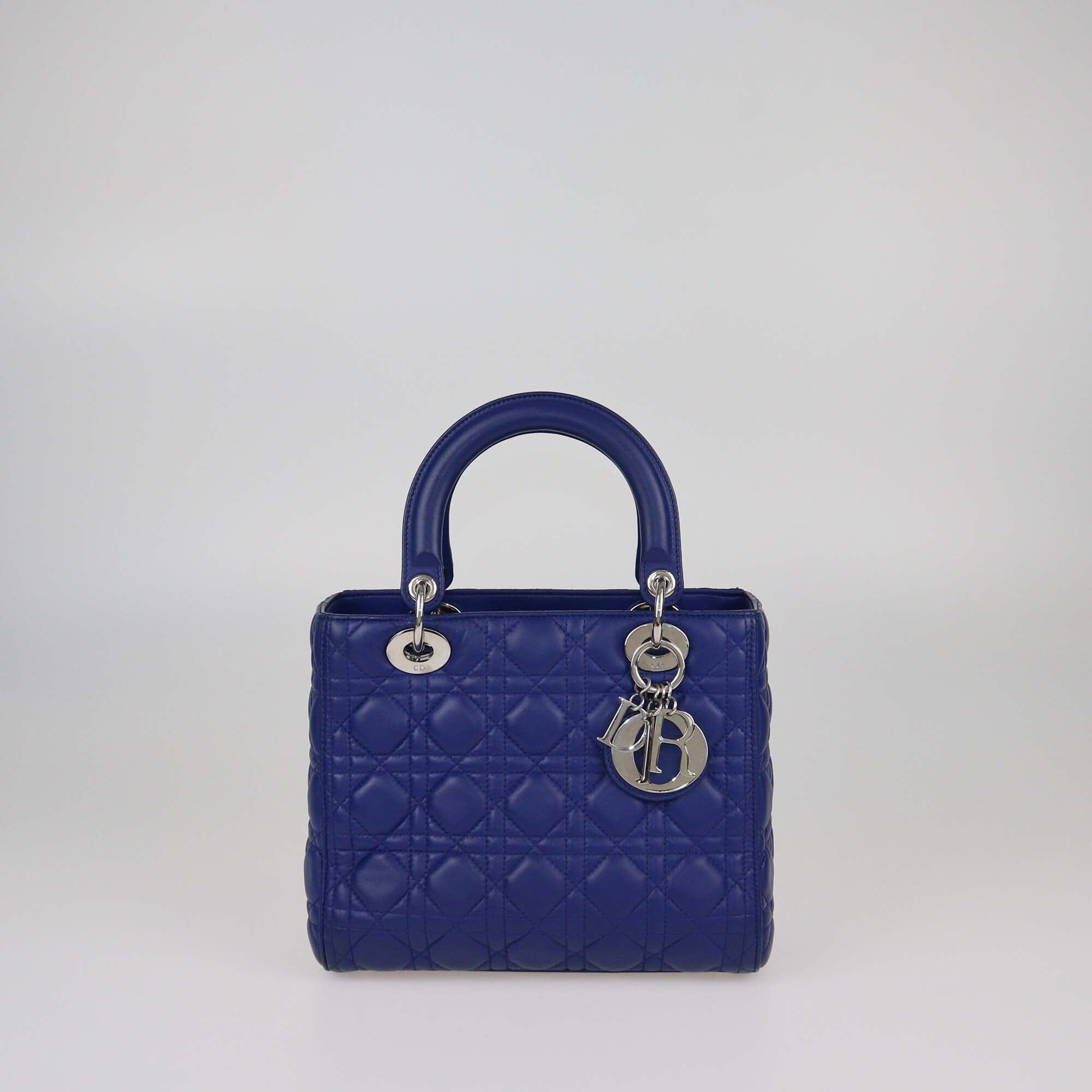 Christian Dior Blue Cannage Medium Lady Dior Tote Womens Christian Dior 