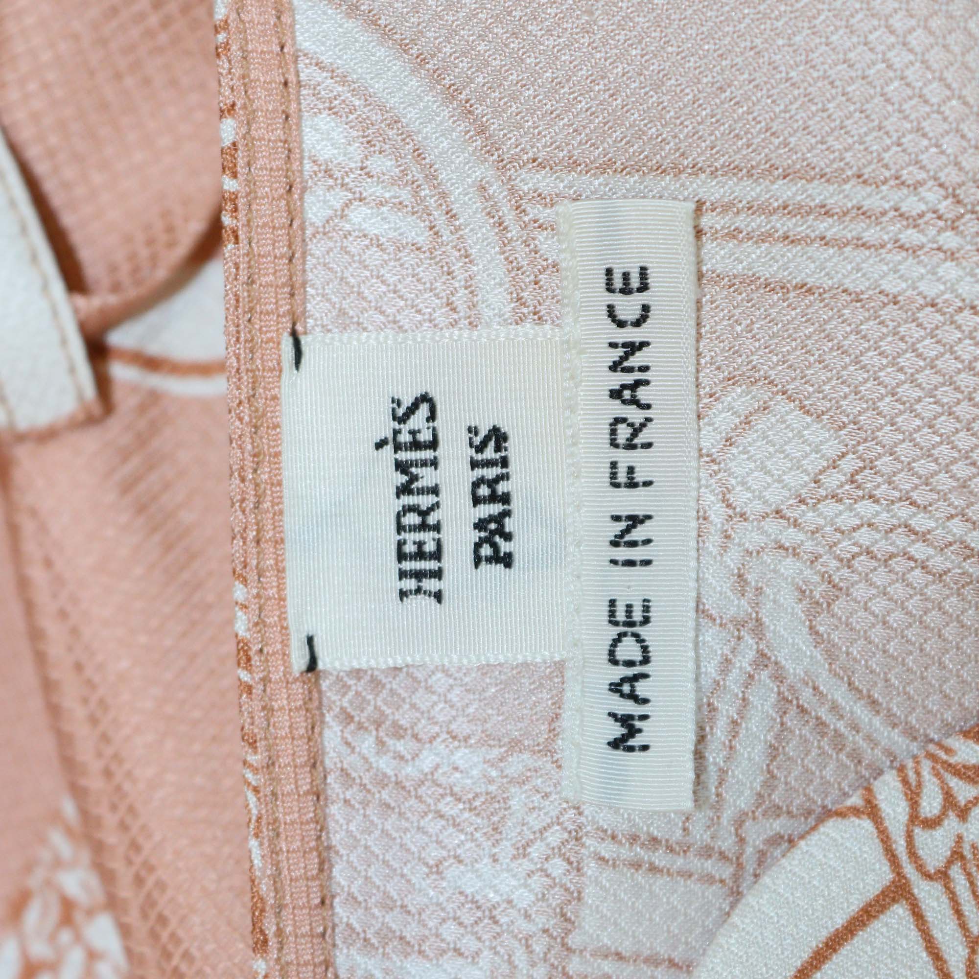 Hermes Beige Silk En Desordre Finesse Print Belted Caftan