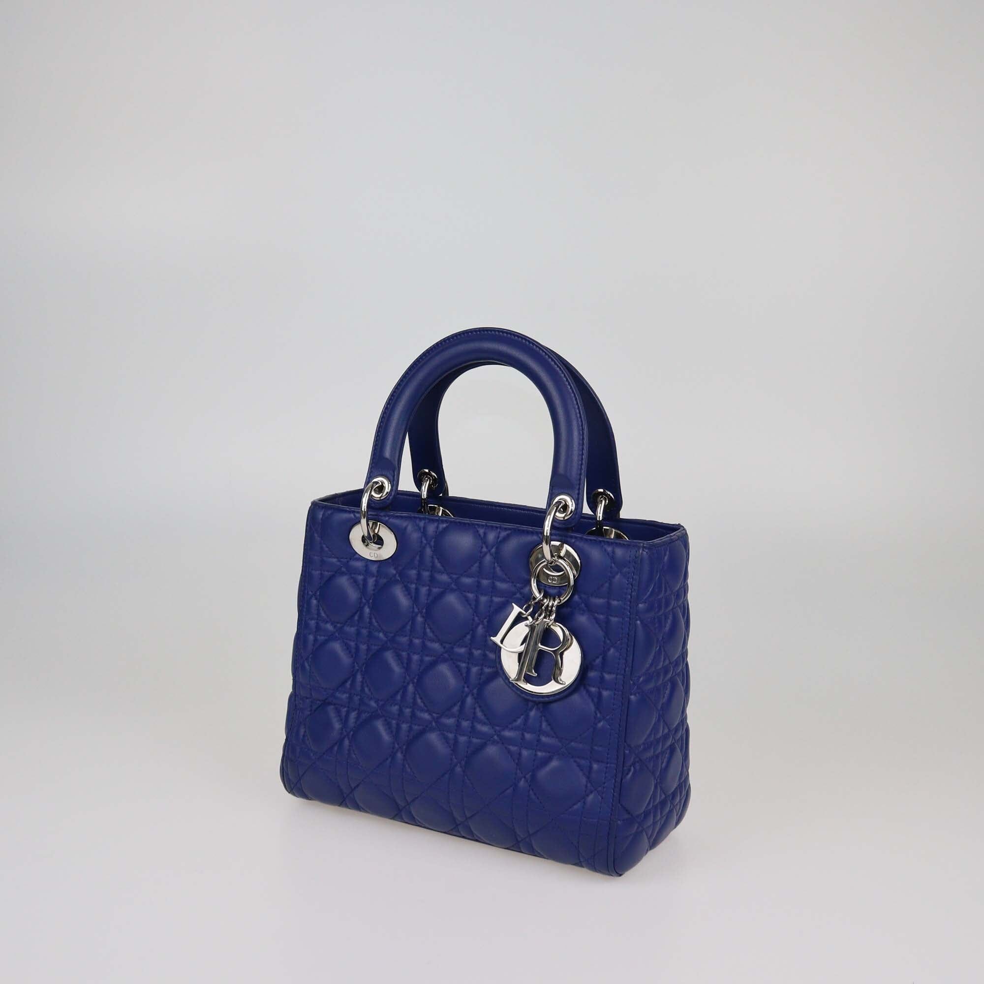 Christian Dior Blue Cannage Medium Lady Dior Tote Womens Christian Dior 