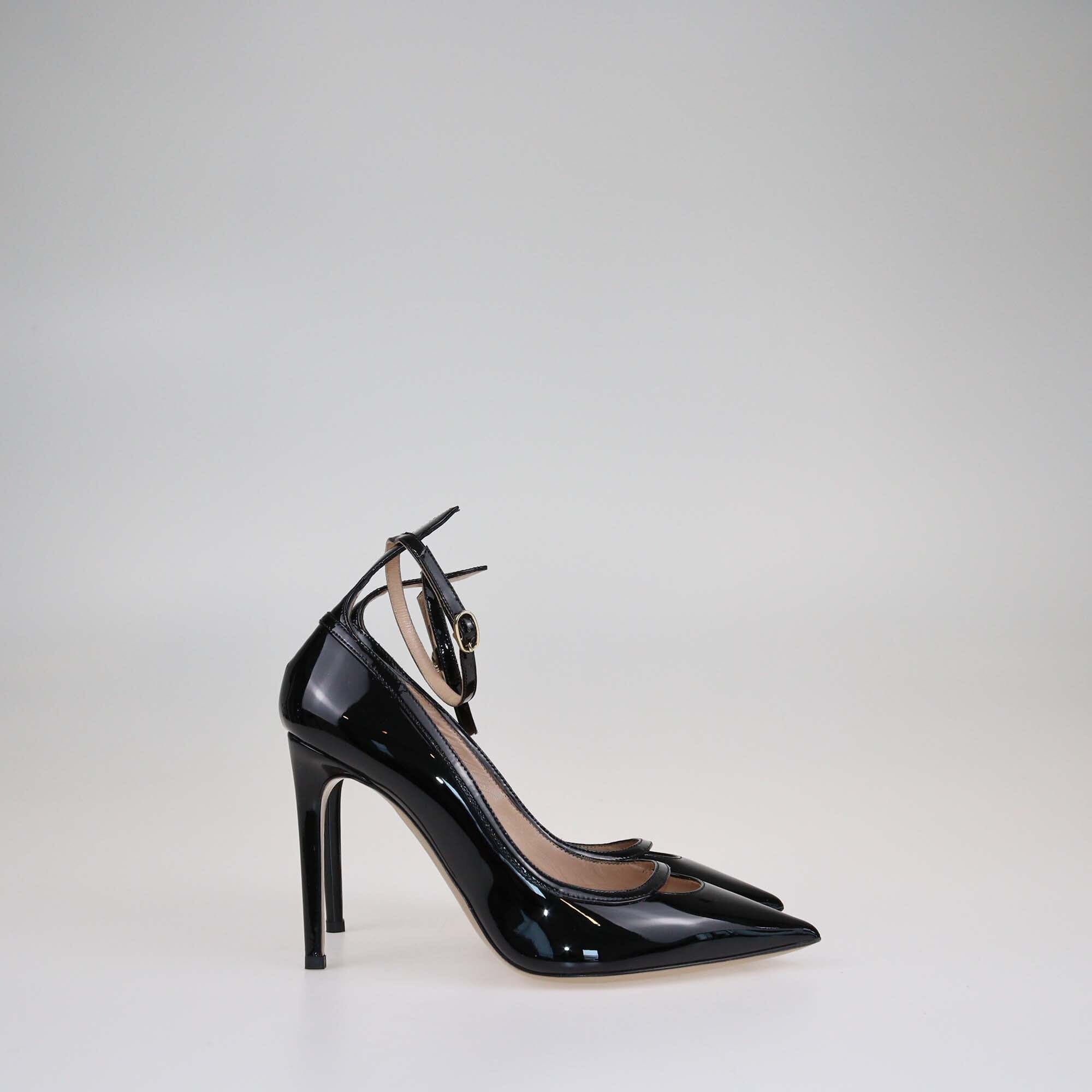 Valentino Black Ankle Strap Cuff Pointed Toe Pumps Shoes Valentino 