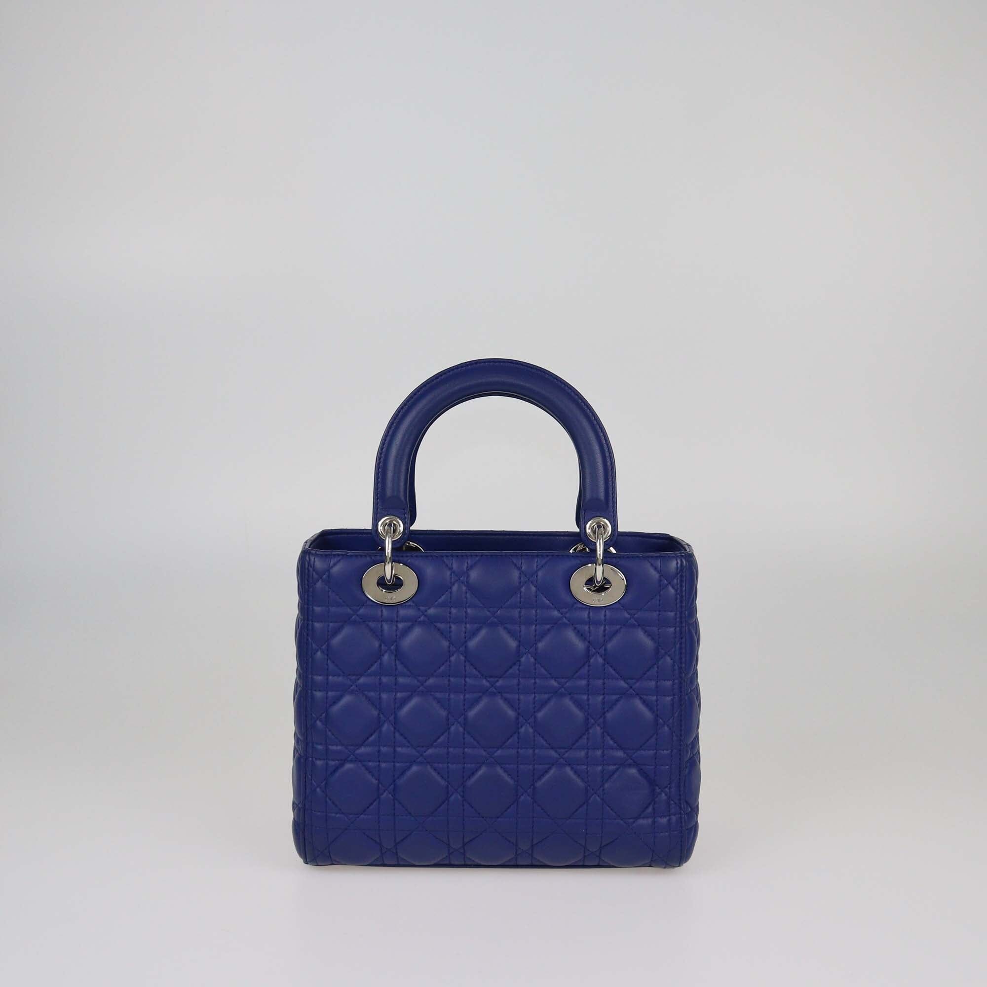 Christian Dior Blue Cannage Medium Lady Dior Tote Womens Christian Dior 