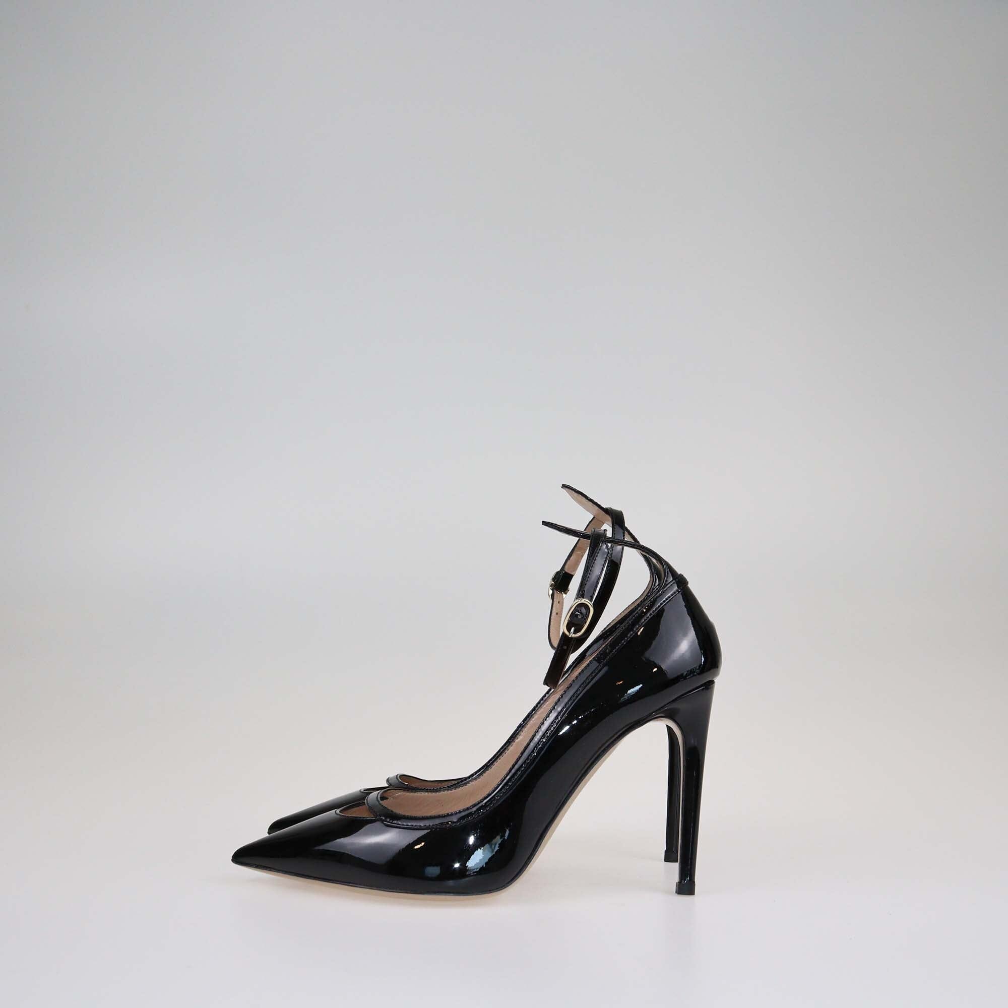 Valentino Black Ankle Strap Cuff Pointed Toe Pumps Shoes Valentino 