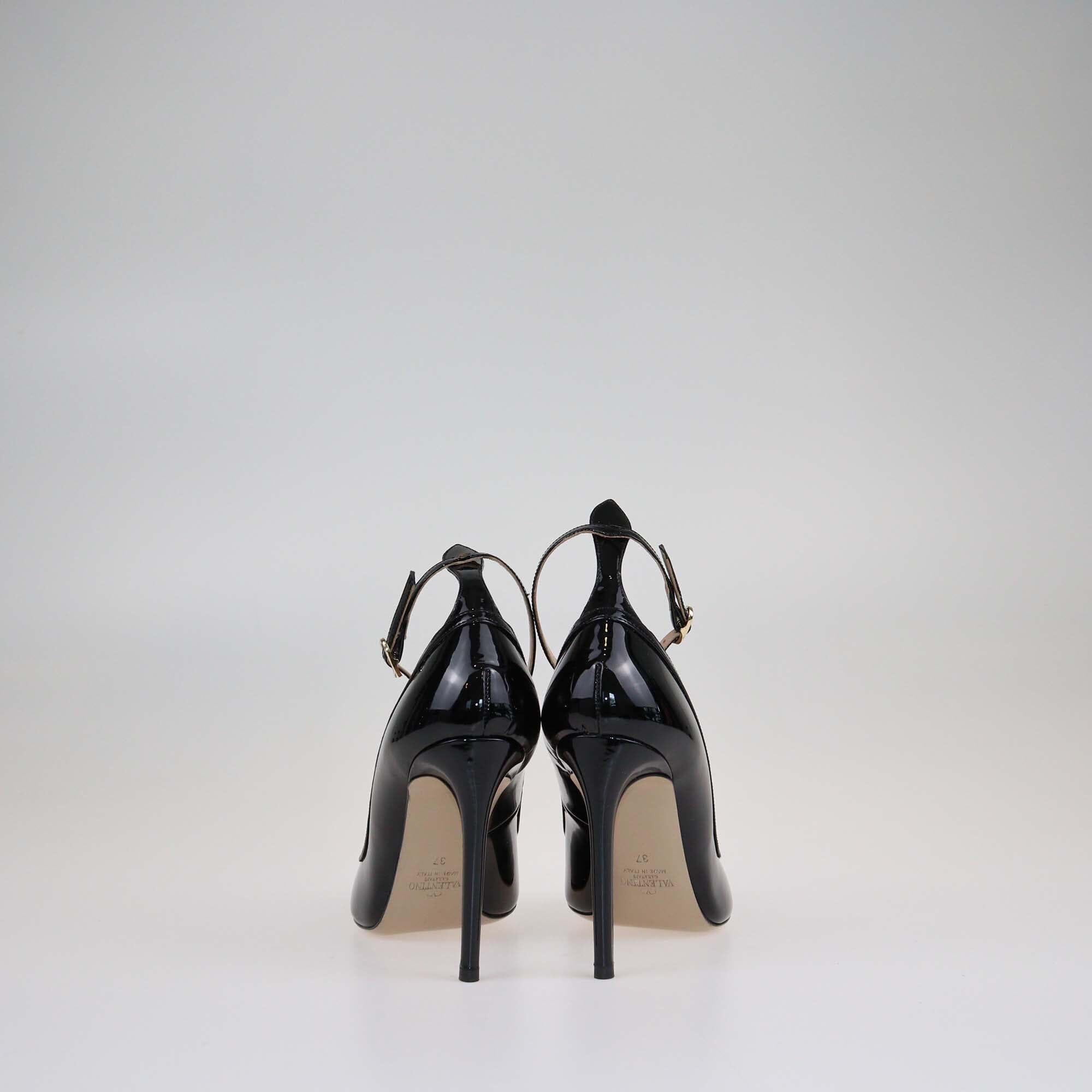 Valentino Black Ankle Strap Cuff Pointed Toe Pumps Shoes Valentino 