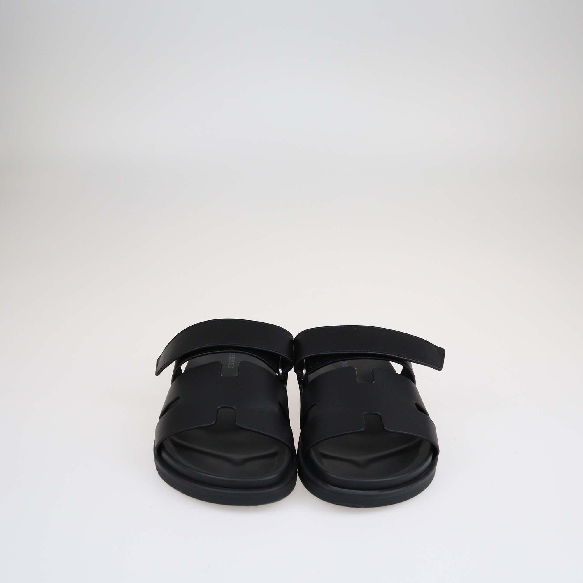 Hermes Black Chypre Flat Sandals Shoes Hermes 