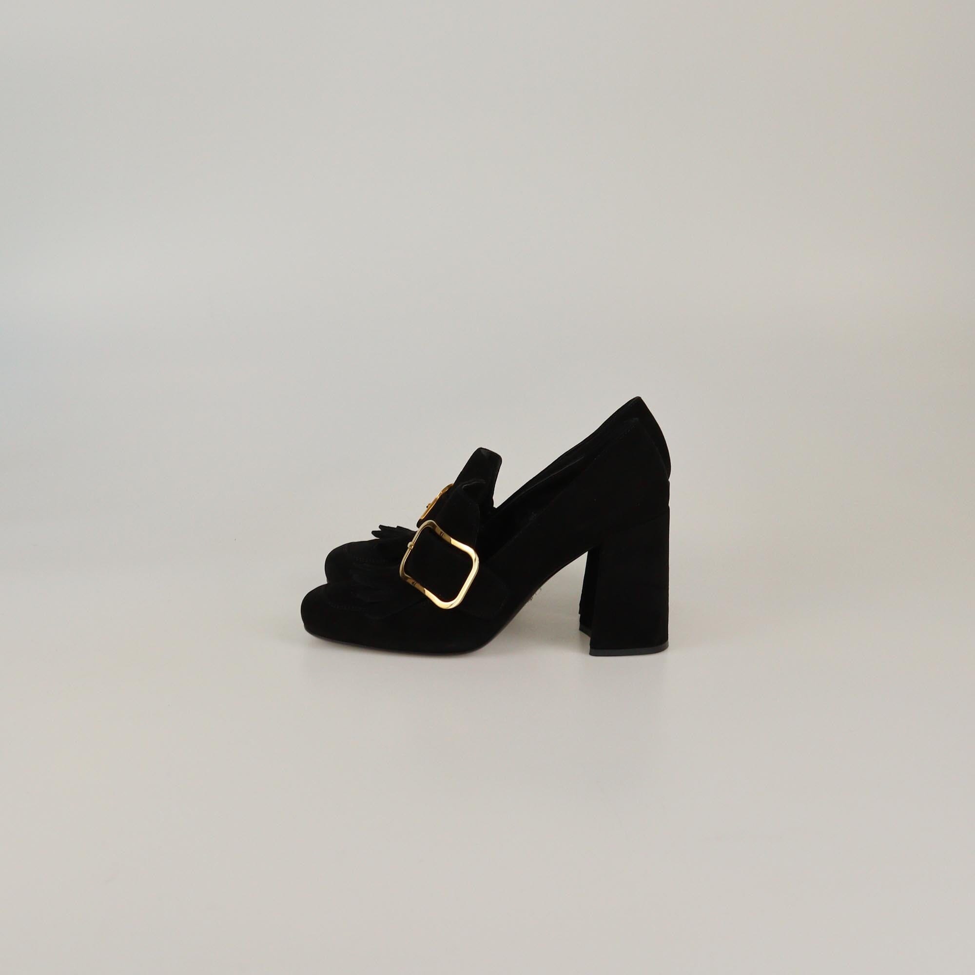 Prada Black Fringed Pumps Womens Prada 