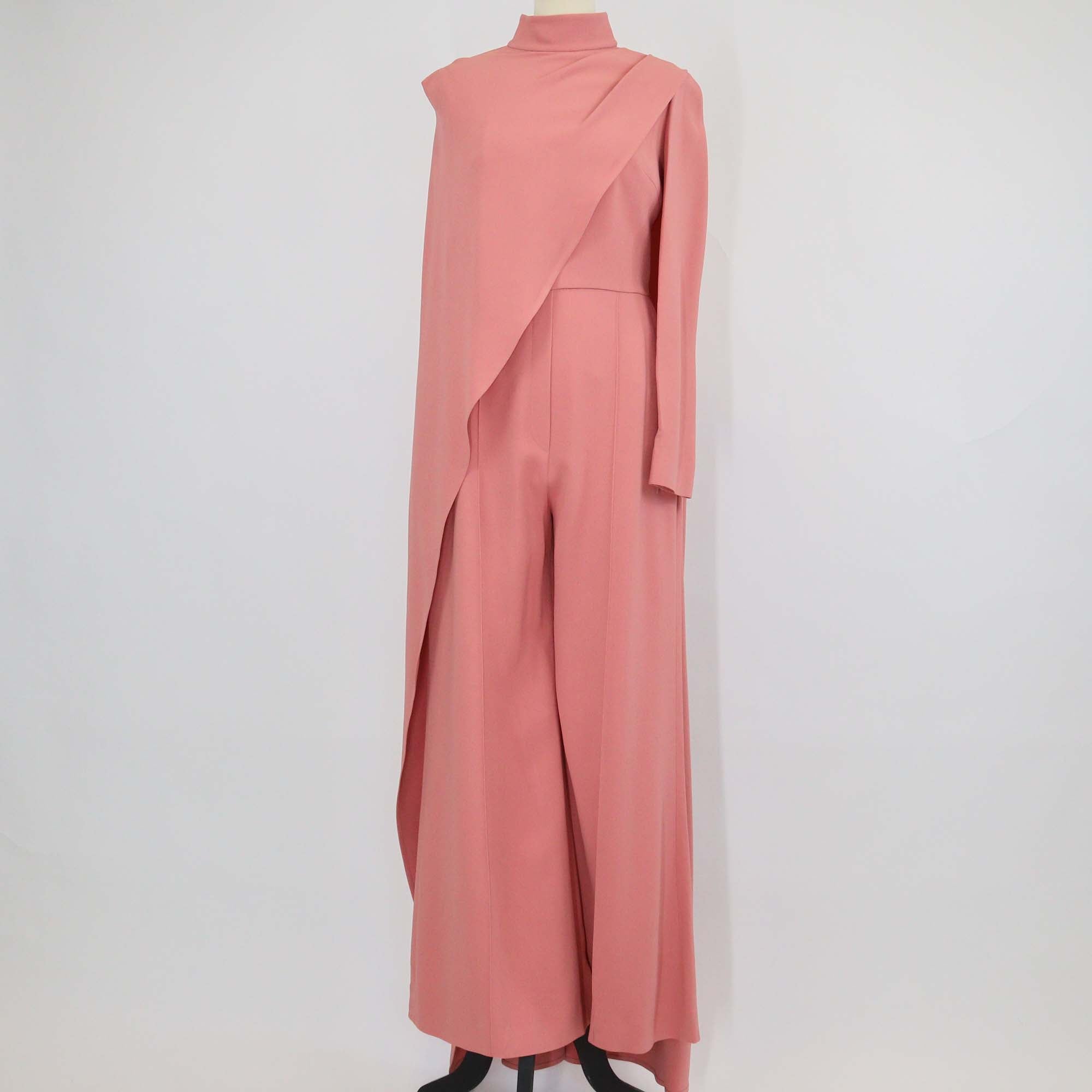 Elie Saab Pink Viscose Asymmetrical Cape Cady Jumpsuit