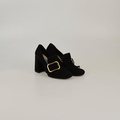Prada Black Fringed Pumps Womens Prada 