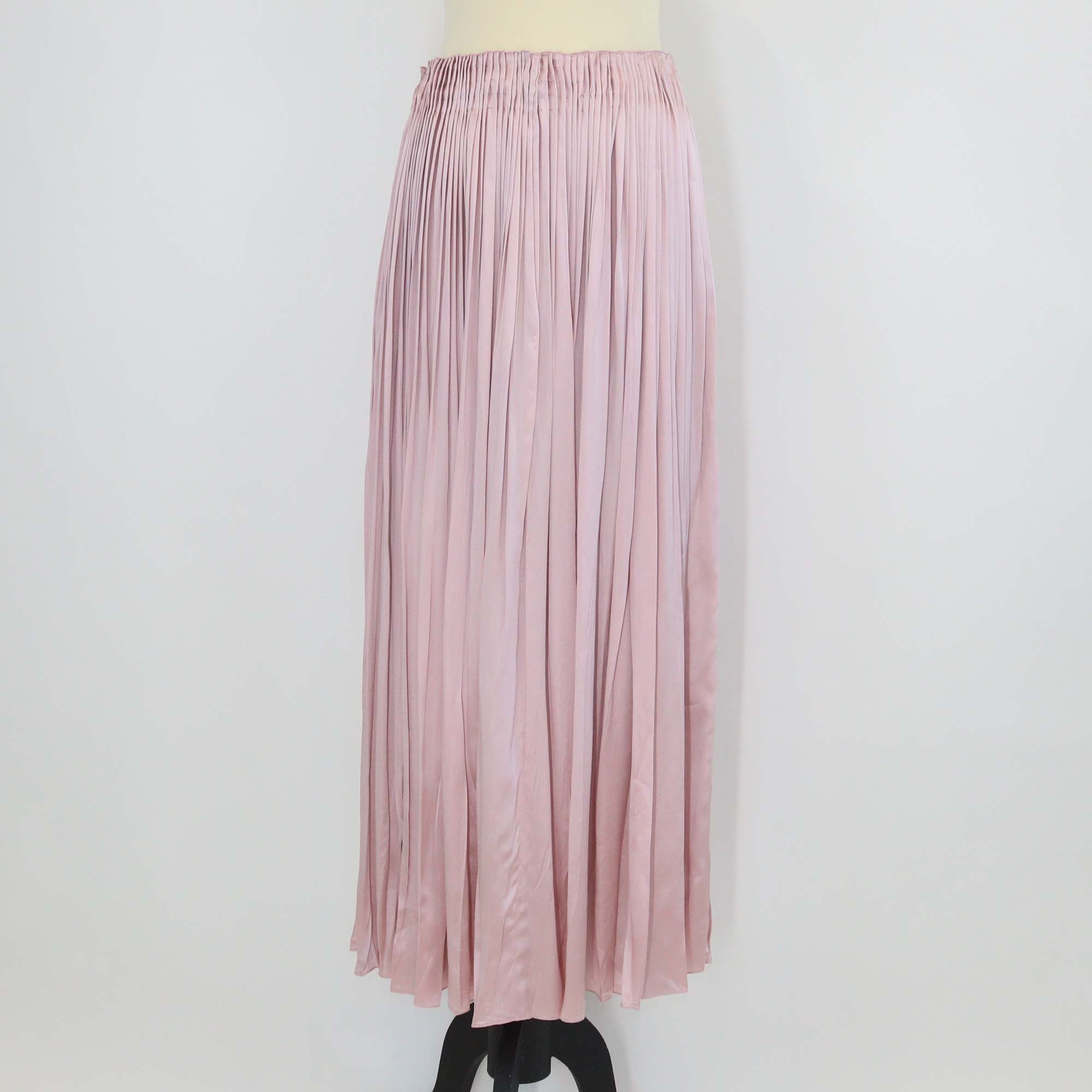 Prada Pink Satin Pleated Maxi Skirt