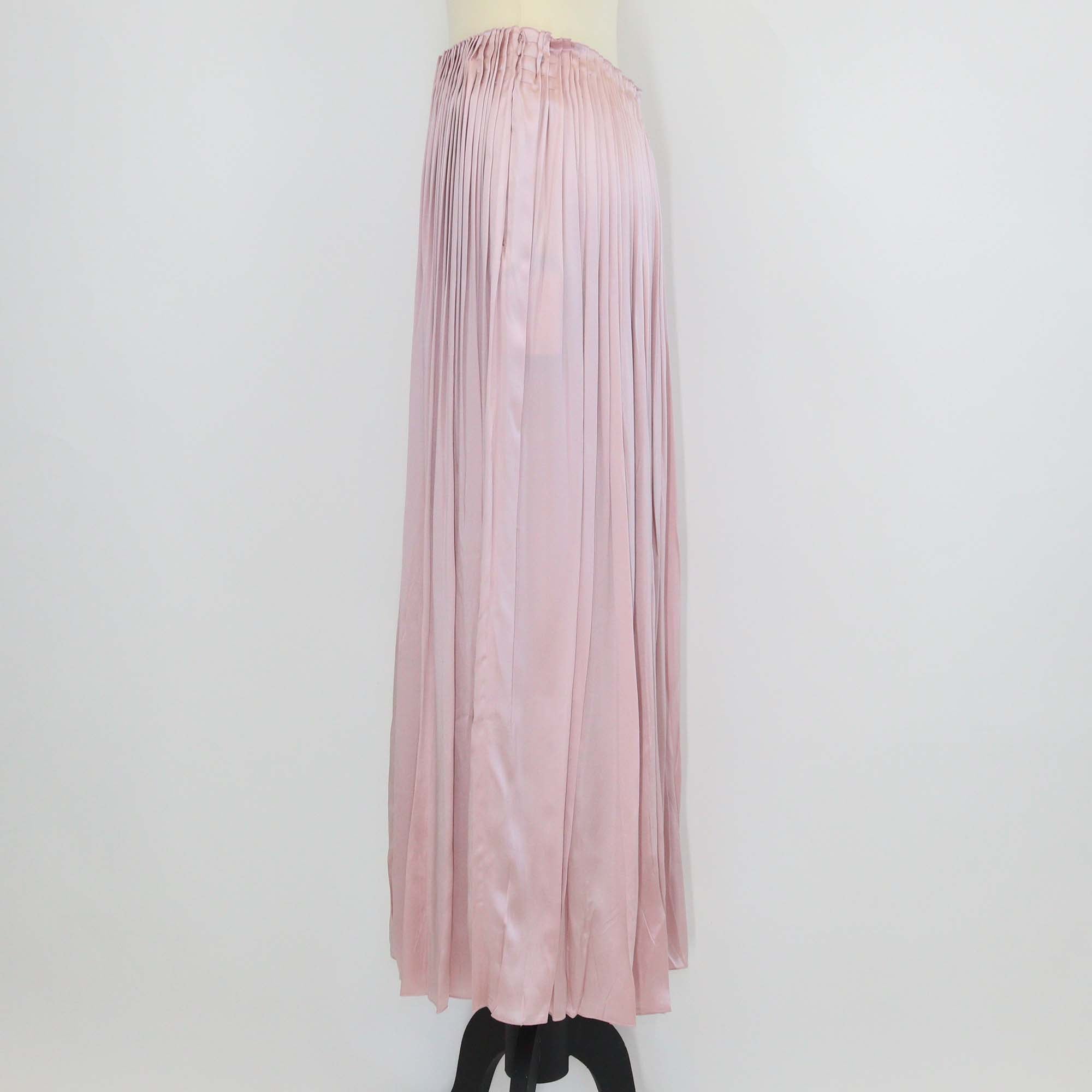 Prada Pink Satin Pleated Maxi Skirt