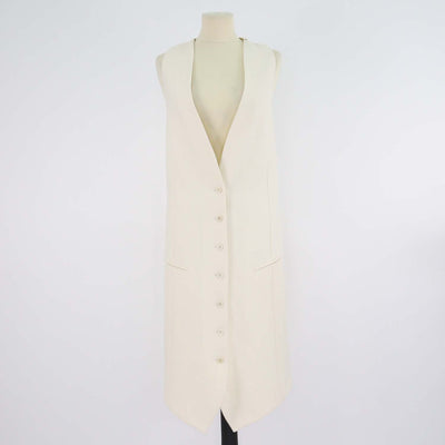 Ann Demeulemeester Cream Blend Wool and Silk Vest Dress