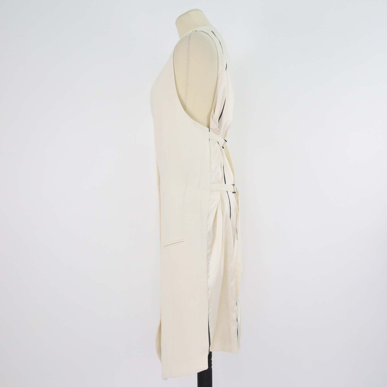 Ann Demeulemeester Cream Blend Wool and Silk Vest Dress